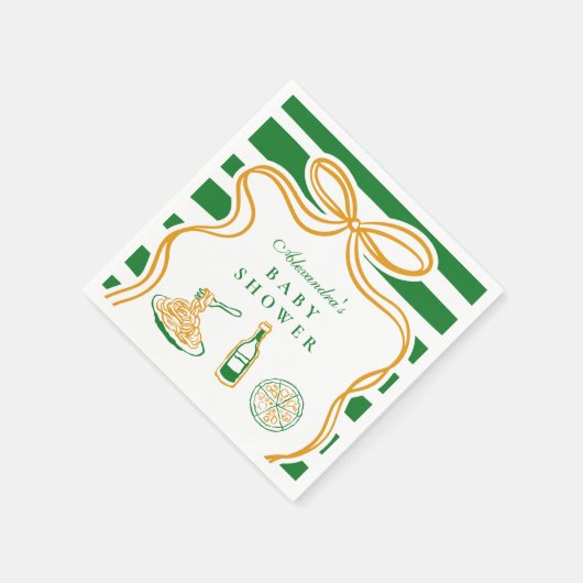 Serviette En Papier Baby shower italien vert Ciao Bambino (Coin)