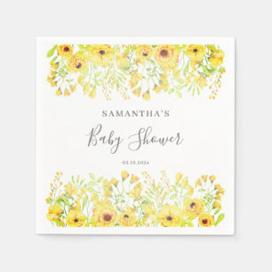 Serviette En Papier Baby shower jaune floral neutre genre