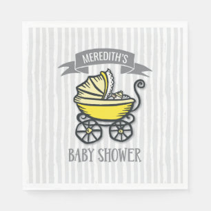 Serviette En Papier Baby shower Jaune-Orienté