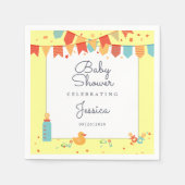 Serviette En Papier Baby shower jaune rouge Turquoise drapeaux Confett (Devant)