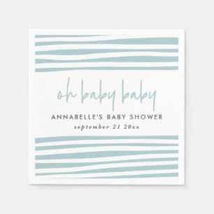 Serviette En Papier Baby shower jumeau bleu typographie moderne