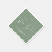 Serviette En Papier Baby shower jumeau moderne sauge vert élégant (Coin)