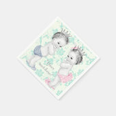 Serviette En Papier Baby shower jumeau Prince et Princesse (Coin)