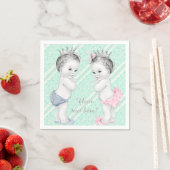 Serviette En Papier Baby shower jumeau Prince et Princesse (En situation)