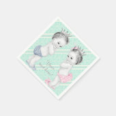 Serviette En Papier Baby shower jumeau Prince et Princesse (Coin)