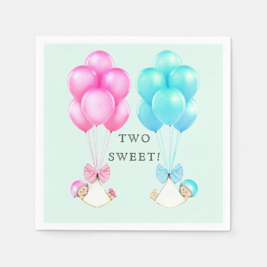 Serviette En Papier Baby shower jumeaux (Devant)