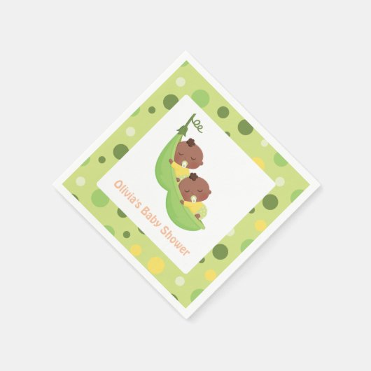 Serviette En Papier Baby shower Jumeaux Africain-Américain (Coin)