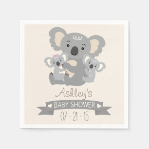 Serviette En Papier Baby shower jumeaux Cute Koala