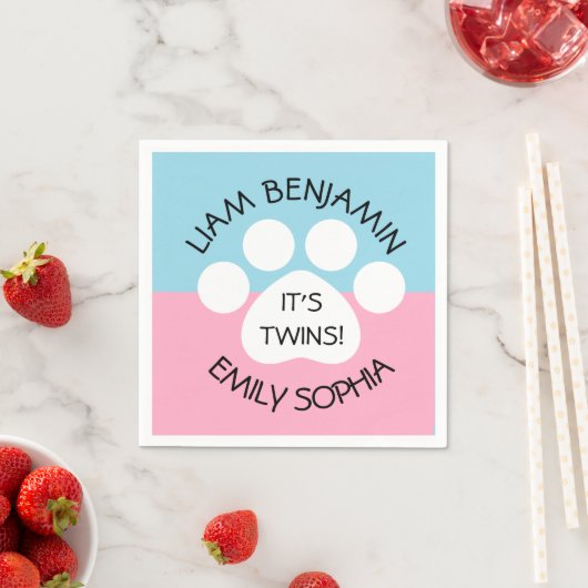 Serviette En Papier Baby shower - Jumeaux Fraternal - Thème Empreinte (En situation)