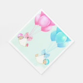 Serviette En Papier Baby shower jumeaux garçon et fille (Coin)