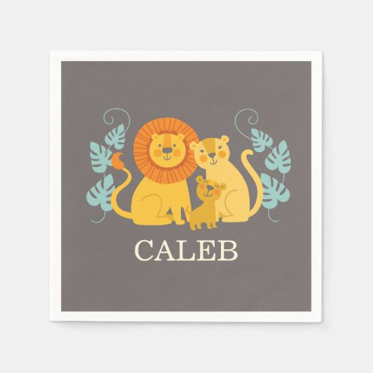 Serviette En Papier Baby shower Jungle Lion Napkin (Devant)