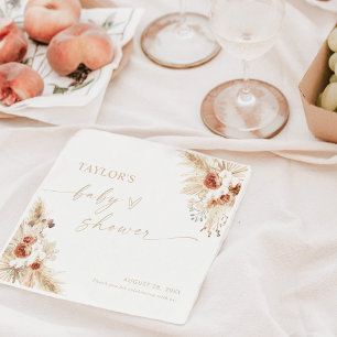 Serviette En Papier Baby shower laiton Boho Beige Pampas