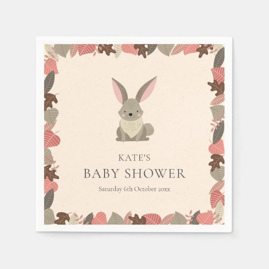 Serviette En Papier Baby shower lapin en bois mignon / Saupoudrer (Devant)