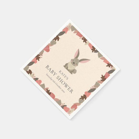 Serviette En Papier Baby shower lapin en bois mignon / Saupoudrer (Coin)
