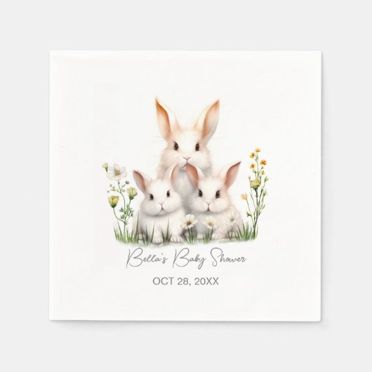 Serviette En Papier Baby shower lapin neutre pour les femmes (Devant)