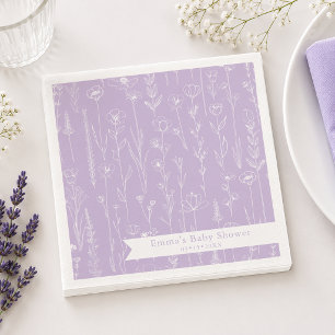 Serviette En Papier Baby-Shower Lavande Fleur Sauvage   Motif Floral 