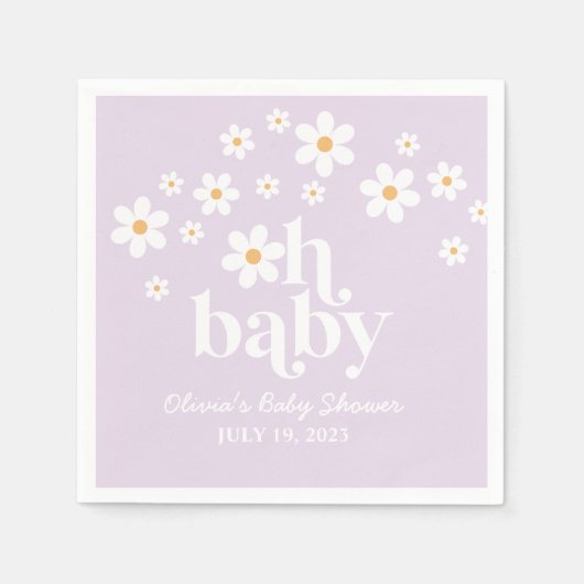 Serviette En Papier baby shower lilas de Boho Daisy (Devant)