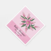 Serviette En Papier Baby shower Lily à floraison rose/Joyeux anniversa (Coin)