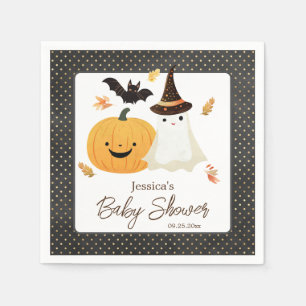 Serviette En Papier Baby shower Little Boo Halloween Pollka Dot