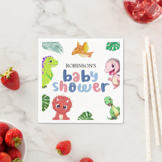 Serviette En Papier Baby shower Little Dino