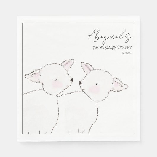 Serviette En Papier Baby shower Little Lamb Twins (Devant)