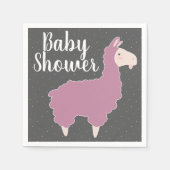 Serviette En Papier Baby shower Llama rose et points blancs (Devant)
