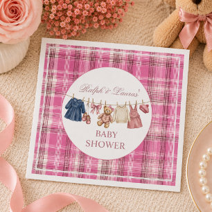 Serviette En Papier Baby Shower Luxe Prépa Rose Ours