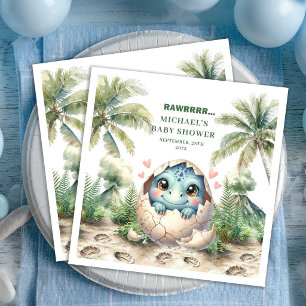 Serviette En Papier Baby-Shower Magique Bébé Dino Naîtra Bientôt Nom S