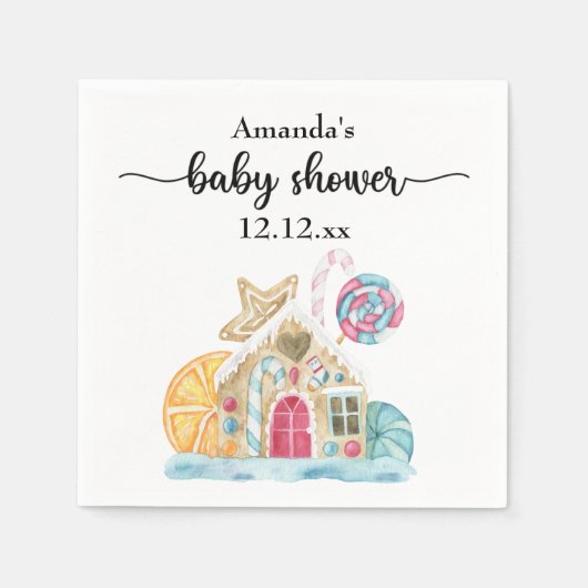 Serviette En Papier Baby shower maison de biscuits de Noël (Devant)
