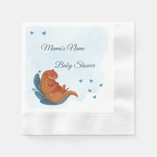 Serviette En Papier Baby shower Mama & Me Otter (Devant)