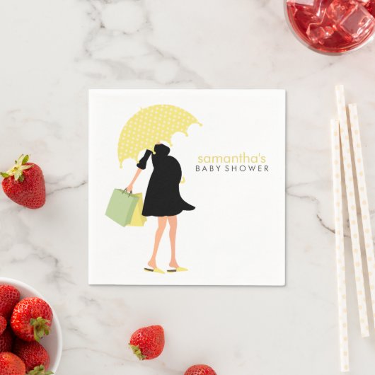 Serviette En Papier Baby shower maman parapluie {jaune} (En situation)