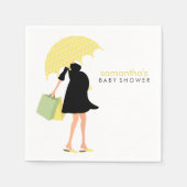 Serviette En Papier Baby shower maman parapluie {jaune} (Devant)