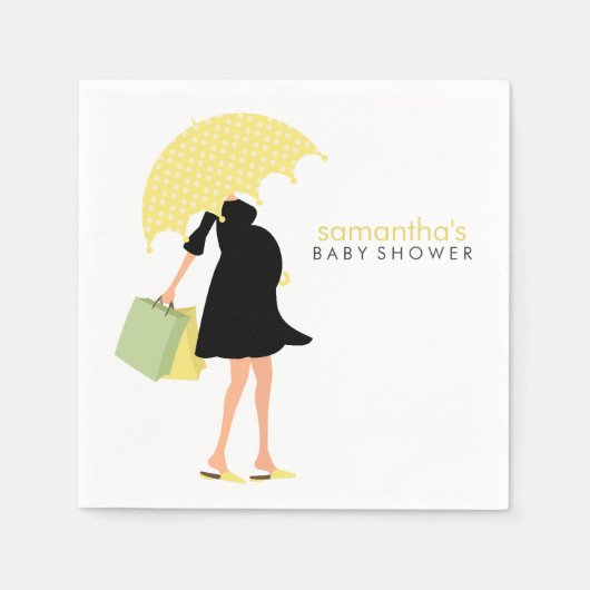 Serviette En Papier Baby shower maman parapluie {jaune} (Devant)