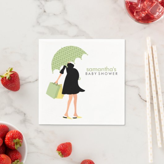 Serviette En Papier Baby shower maman parapluie vert (En situation)