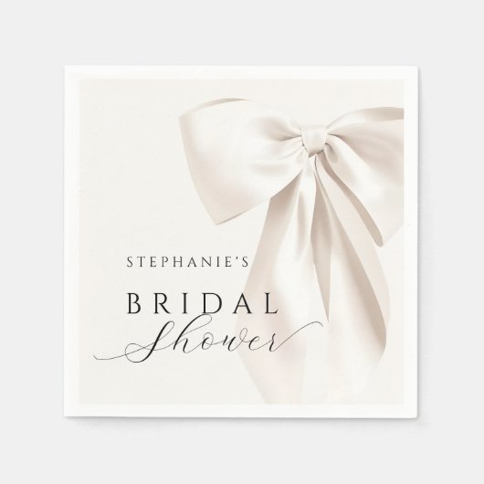 Serviette En Papier Baby Shower Mariée à Ruban Blanc (Devant)