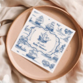 Serviette En Papier Baby shower marin bleu élégant Toile Nautique