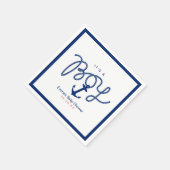 Serviette En Papier Baby shower Marine Bleu Ancre Garçon Nautique (Coin)
