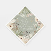 Serviette En Papier Baby shower merci pampas moderne sauge vert (Coin)