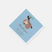 Serviette En Papier Baby shower Merci Sloth Script mignon garçon bleu (Coin)