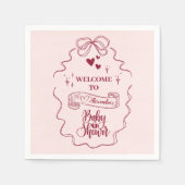 Serviette En Papier Baby shower mignon Doodle Main Draw Bow (Devant)