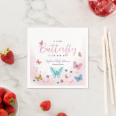 Serviette En Papier Baby shower mignon papillon rose blanc (En situation)