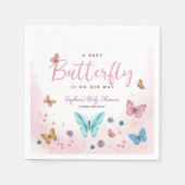 Serviette En Papier Baby shower mignon papillon rose blanc (Devant)