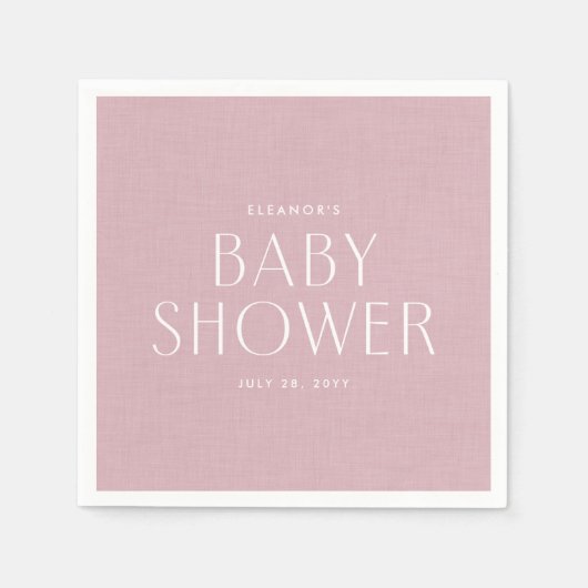 Serviette En Papier Baby shower mignon rose simple personnalisé (Devant)