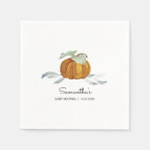 Serviette En Papier Baby shower mignon serviettes Citrouille aquarelle (Devant)