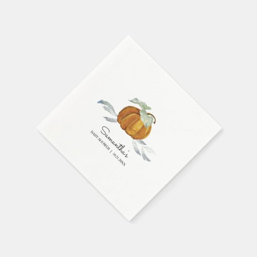 Serviette En Papier Baby shower mignon serviettes Citrouille aquarelle (Coin)