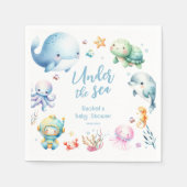Serviette En Papier Baby Shower Mignon Sous l'Océan (Devant)