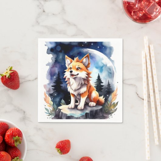 Serviette En Papier Baby shower mignon Wolf Pup (En situation)