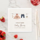 Serviette En Papier Baby shower minimal Boho Boy Winter Clothesline (En situation)