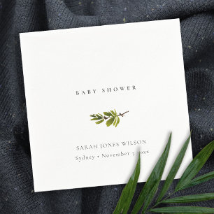 Serviette En Papier Baby shower minimal de branches de pin noir et bla