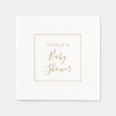 Serviette En Papier Baby shower minimal en or (Devant)